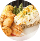 close up of a seafood meal from the skylon tower revolving dining room