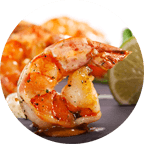 Close-up of a perfectly cooked shrimp from our skylon tower revolving restaurant menu