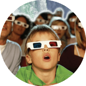 a kid enjoying a 3D movie at the Skylon Theatre