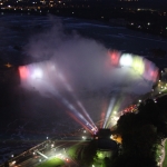 Aerial View of Illumination of Niagara Falls