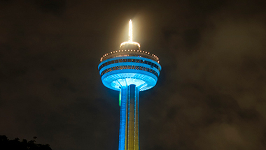 Skylon Tower is blue for Father's Day