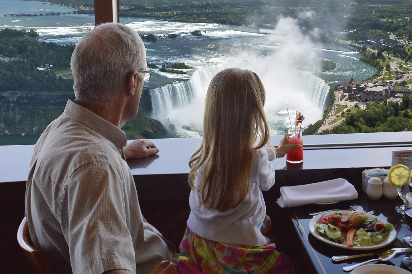 Grandfather and Child at the Summit Suite Buffet on Father's Day.