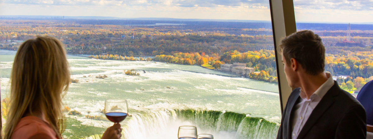 Couple dining at the Skylon Tower Revolving Restaurant