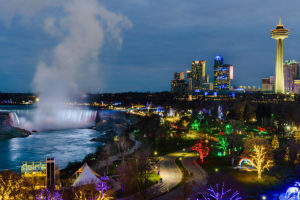 View of Niagara Falls during the Winter Festival of Lights