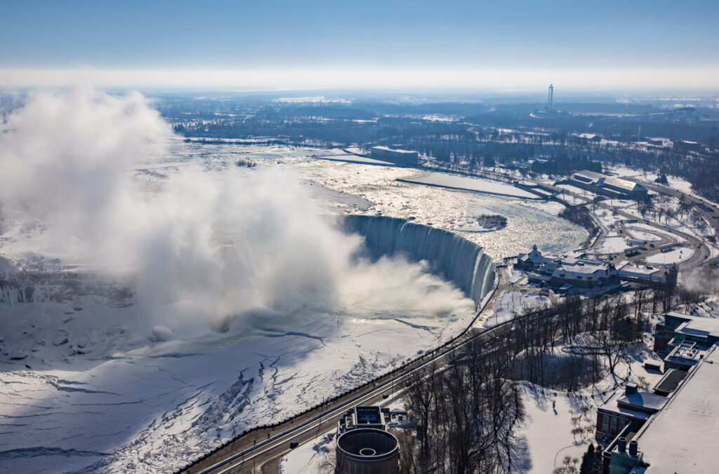 Canadian Horseshoe Falls winter view from Skylon Tower