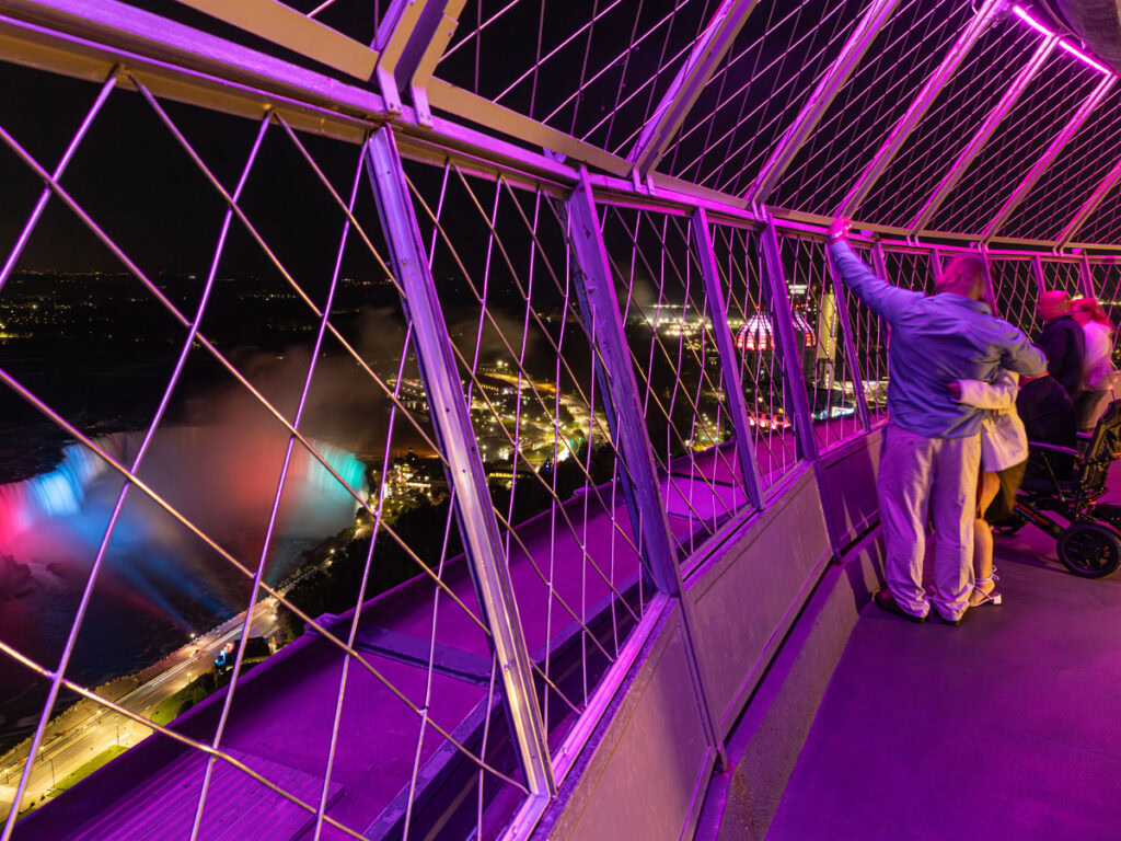 observation deck at night